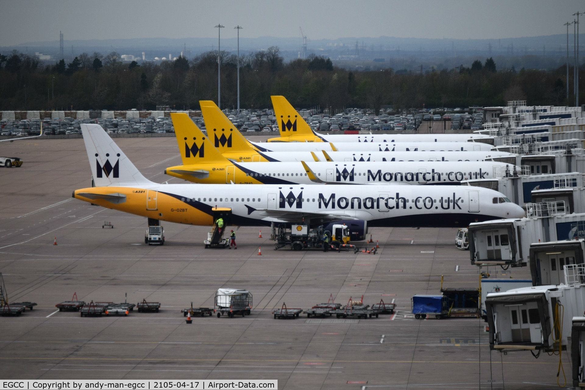 Manchester Airport, Manchester, England United Kingdom (EGCC) - 4 MON aircraft parked up on T2 waiting for there pax