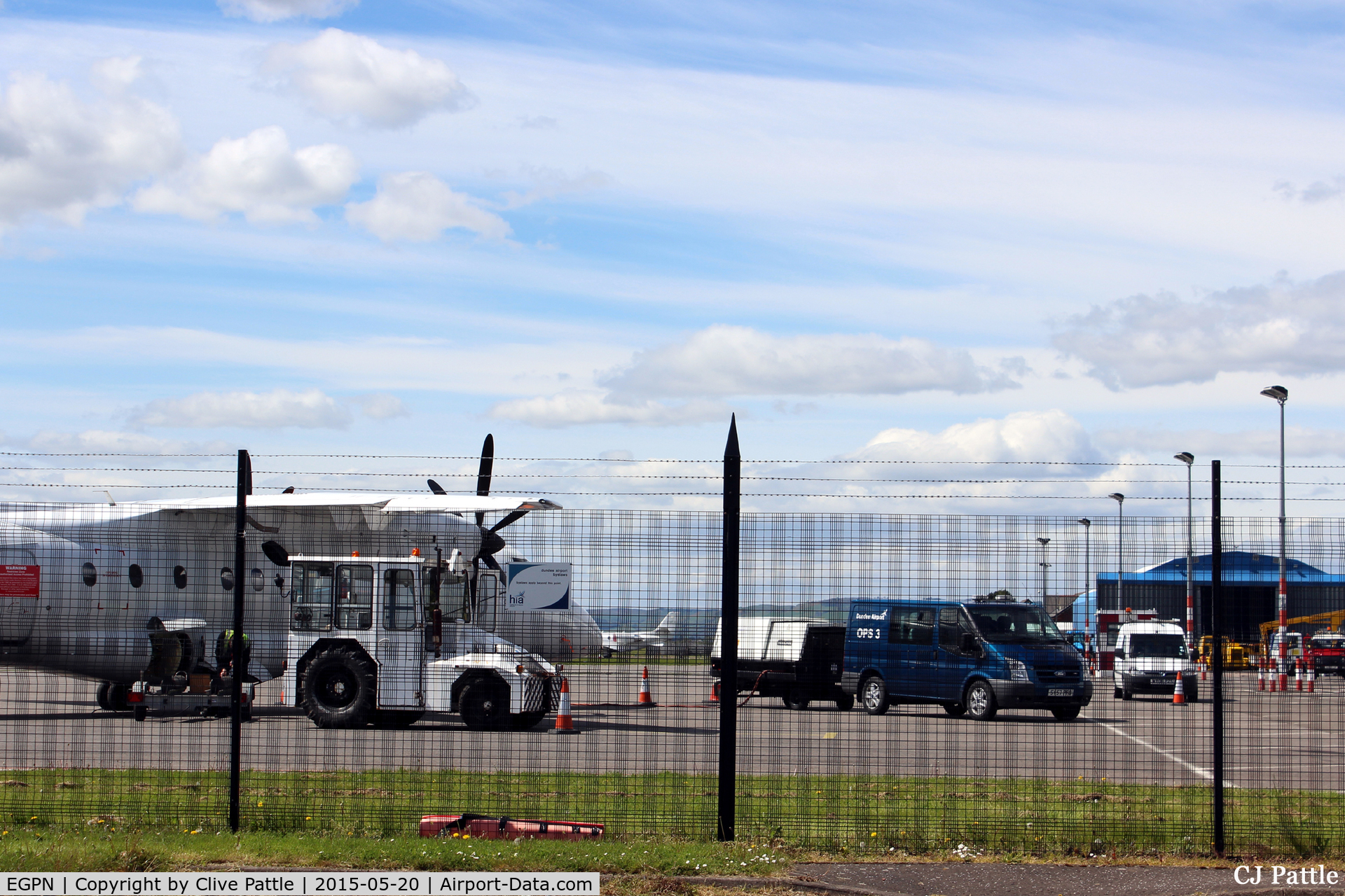 Dundee Airport, Dundee, Scotland United Kingdom (EGPN) - Through the fence at ramp operations at Dundee Riverside airport (EGPN). Aircraft is a Dornier 328 G-BZOG of Flybe/Loganair operating the scheduled Dundee to London Stansted (EGSS) service.