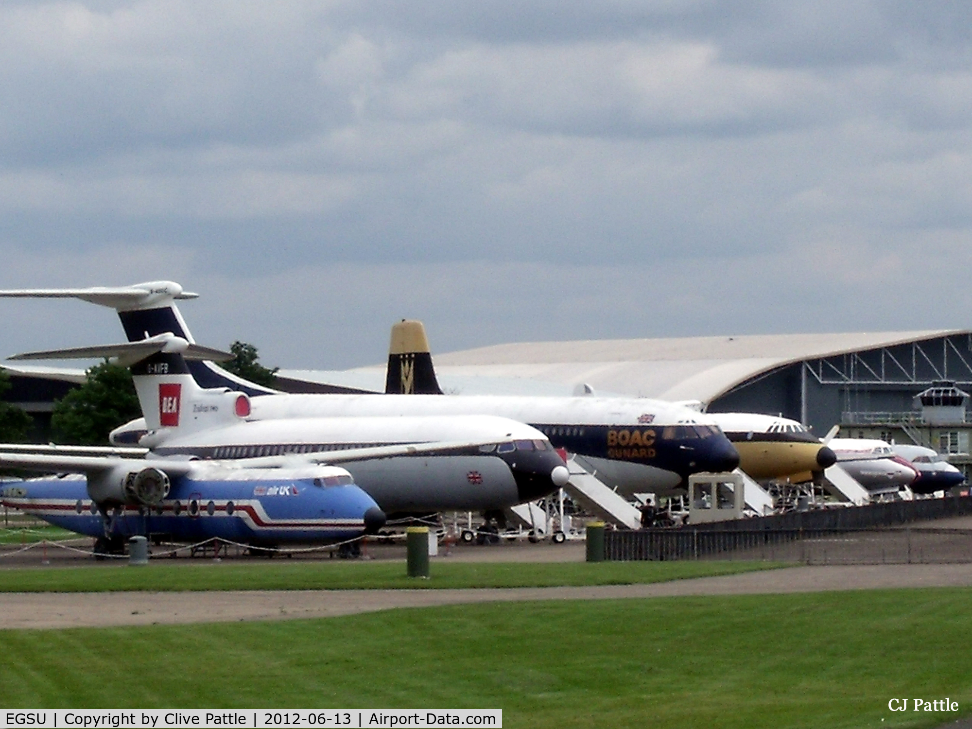 Duxford Airport, Cambridge, England United Kingdom (EGSU) - Historical Airliner display line-up at the IWM Duxford, including HP Herald, DH Trident, BAC VC10, Bristol Brittania and BAC 1-11.