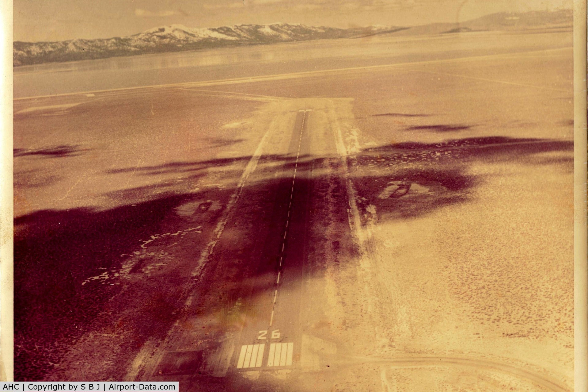Amedee Aaf Airport (AHC) - Amedee AAF near Herlong,Ca with Honey Lake seen in the distance which is often a dry lake.Strip was built in 1942 and is still an active in 2015.Picture is from around 1965.
