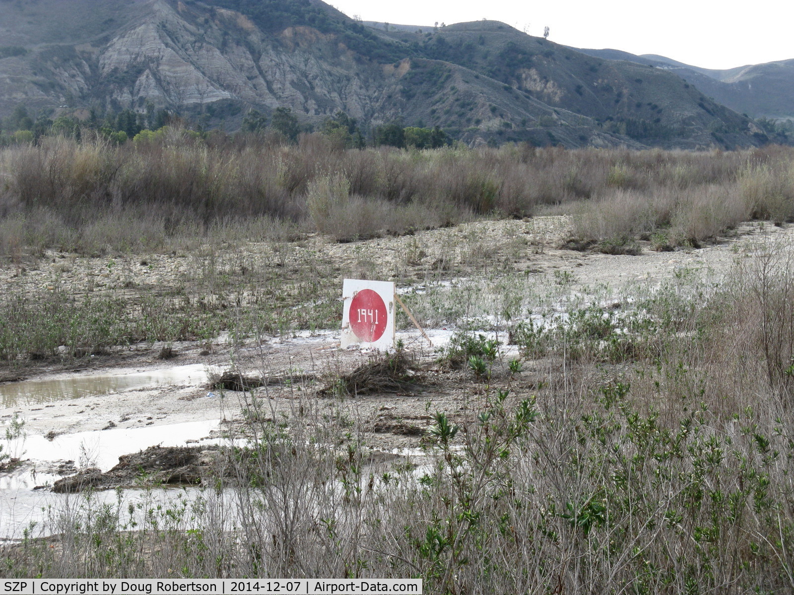 Santa Paula Airport (SZP) - Flour Bomb Target set up in Santa Clara dry River-bed for commemoration of 7 December 1941 Pearl Harbor attack, planes flown by the Condor Squadron pilots.