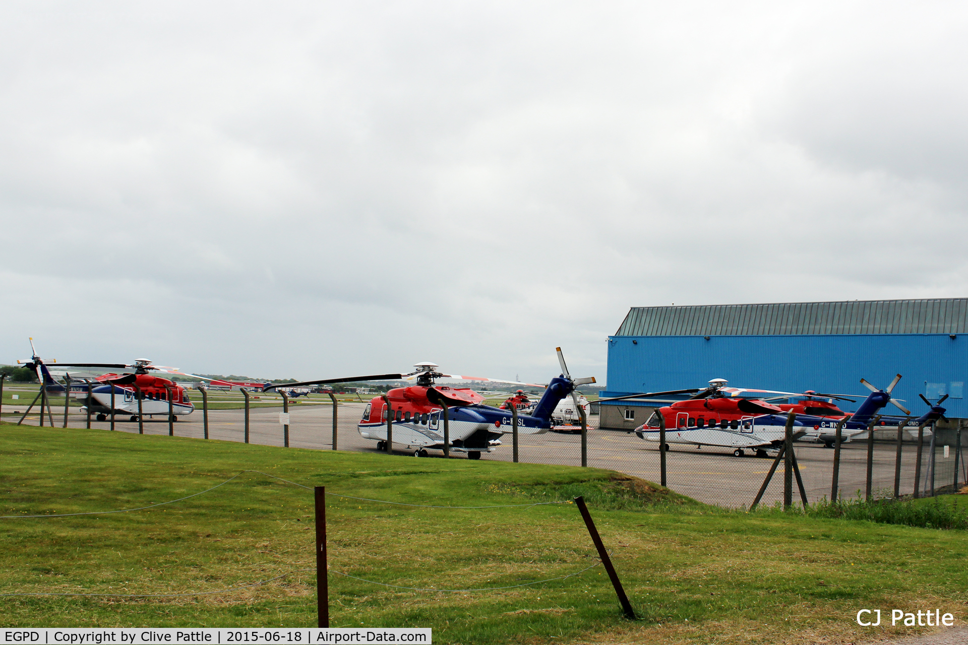 Aberdeen Airport, Aberdeen, Scotland United Kingdom (EGPD) - One of the apron parking areas of CHC Scotia Helicopters at Aberdeen, Scotland EGPD