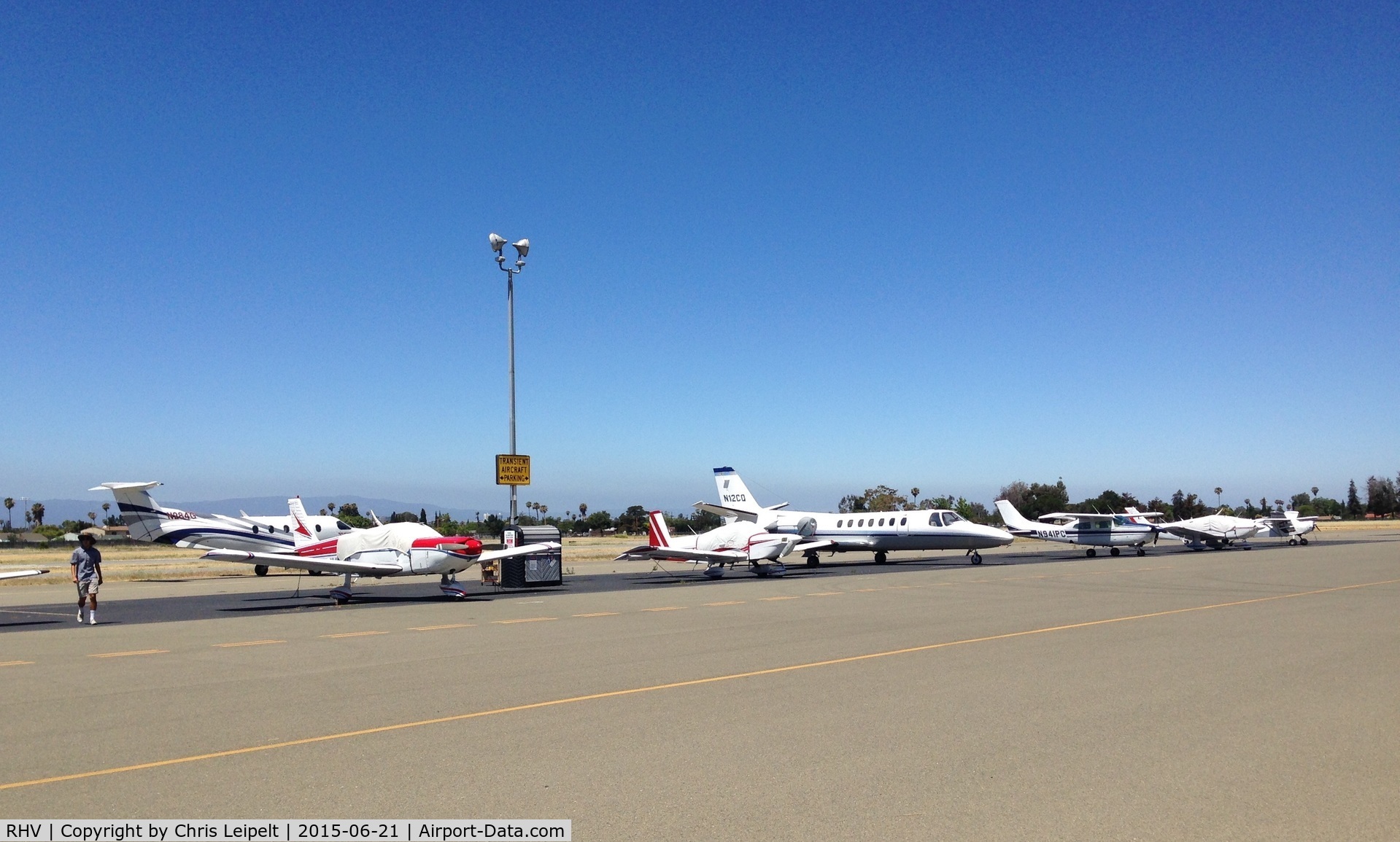 Reid-hillview Of Santa Clara County Airport (RHV) - A packed transient parking at Reid Hillview Airport, CA. The PC 12 was supposed to go to transient but there were no spots available for it!  