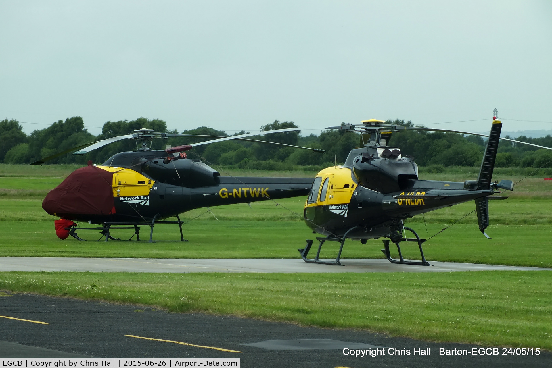 City Airport Manchester, Manchester, England United Kingdom (EGCB) - Two Network Rail Twin Squirrel's at Barton