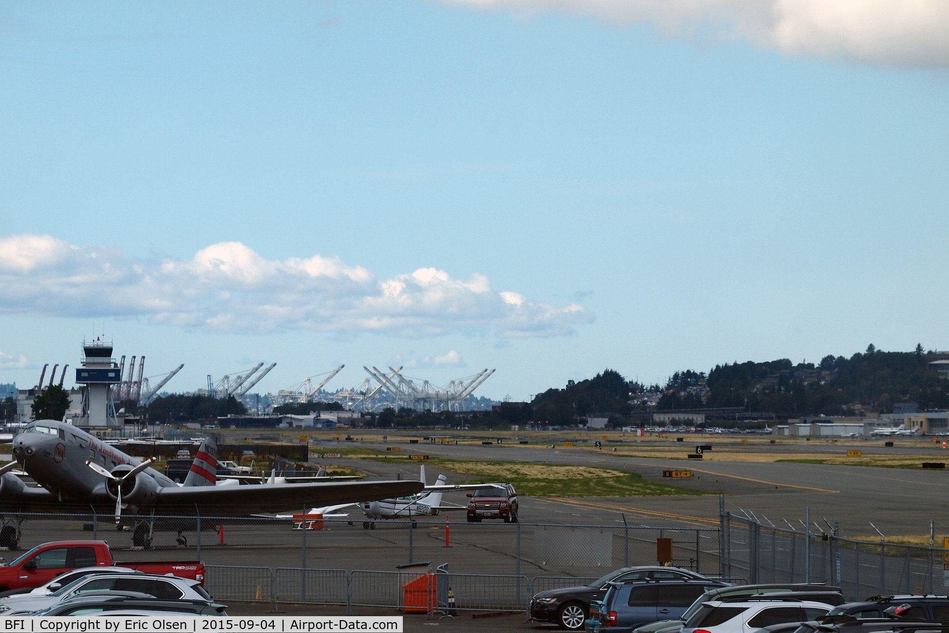 Boeing Field/king County International Airport (BFI) - Boeing Field as seen from the Vega built B-17G 