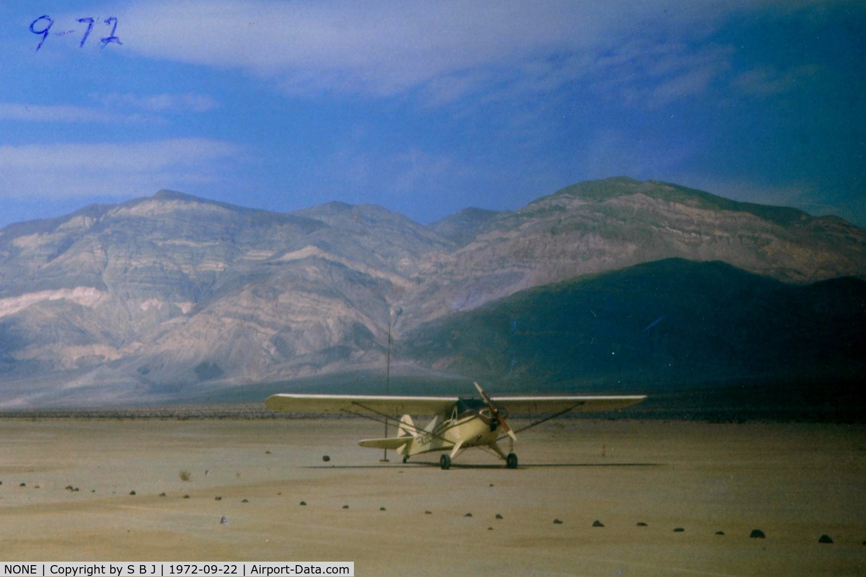 NONE Airport - Panamint dry lake was once well used for all kinds of recreation.The pole behind 246 was a nice windsock.That and other things (stakes & rocks)indicated large airplane use at one time.After years of inquiry,I failed to learn anything more.