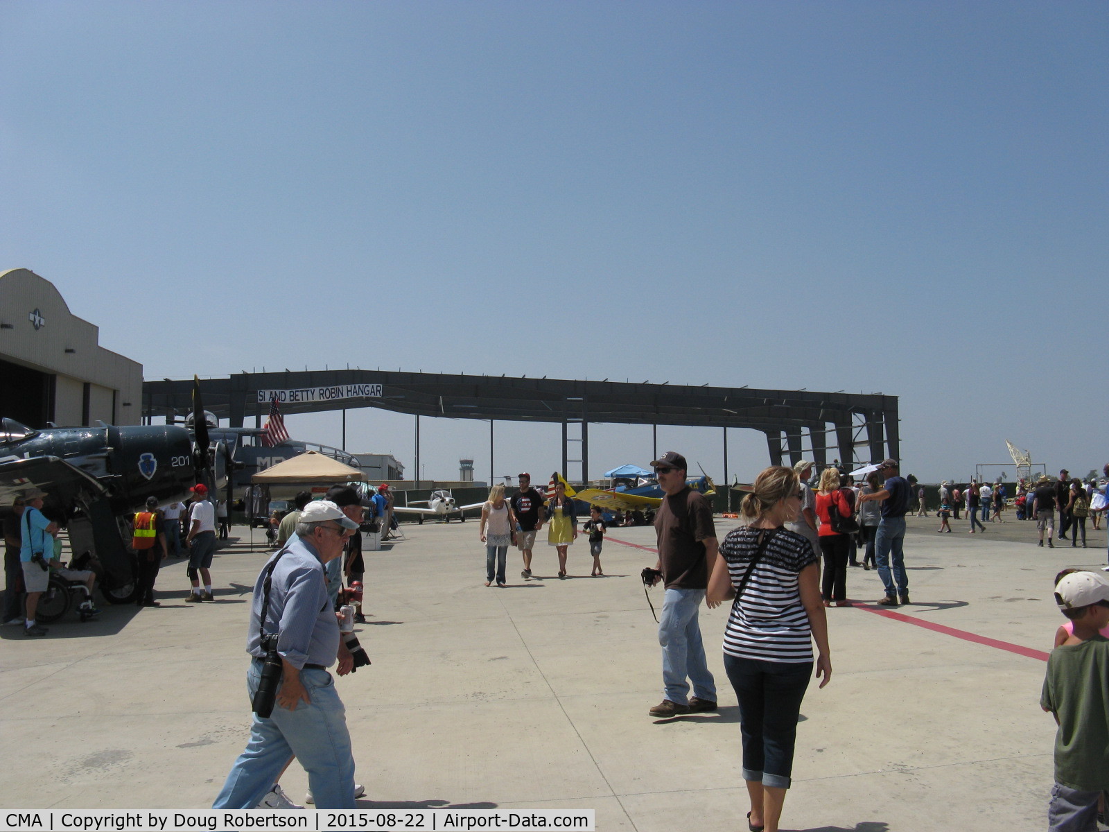 Camarillo Airport (CMA) - New EAA Chapter 723 large hangar under construction adjacent west of the CAF hangars in distance, taken at the Annual CMA Airshow.