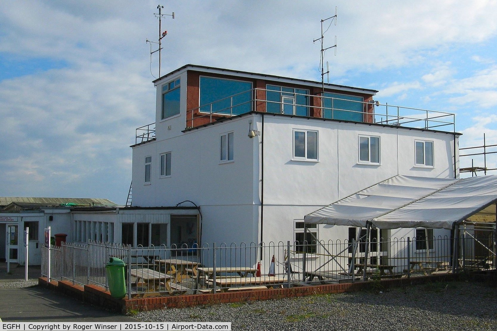Swansea Airport, Swansea, Wales United Kingdom (EGFH) - Renovation of the outside of the main airport building almost finished.
