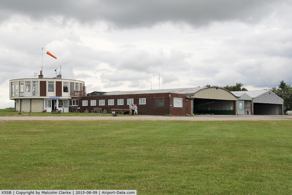 X5SB Airport - The clubhouse and hangars at The Yorkshire Gliding Club, Sutton Bank. August 9th 2015.