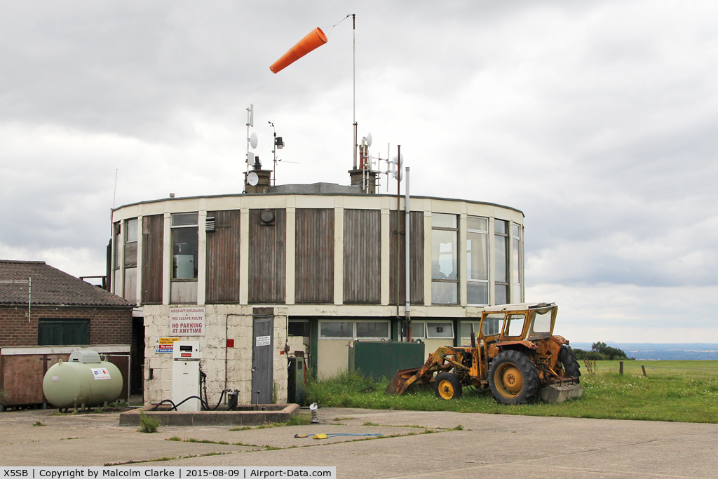 X5SB Airport - The clubhouse and fueling station at The Yorkshire Gliding Club, Sutton Bank. August 9th 2015.