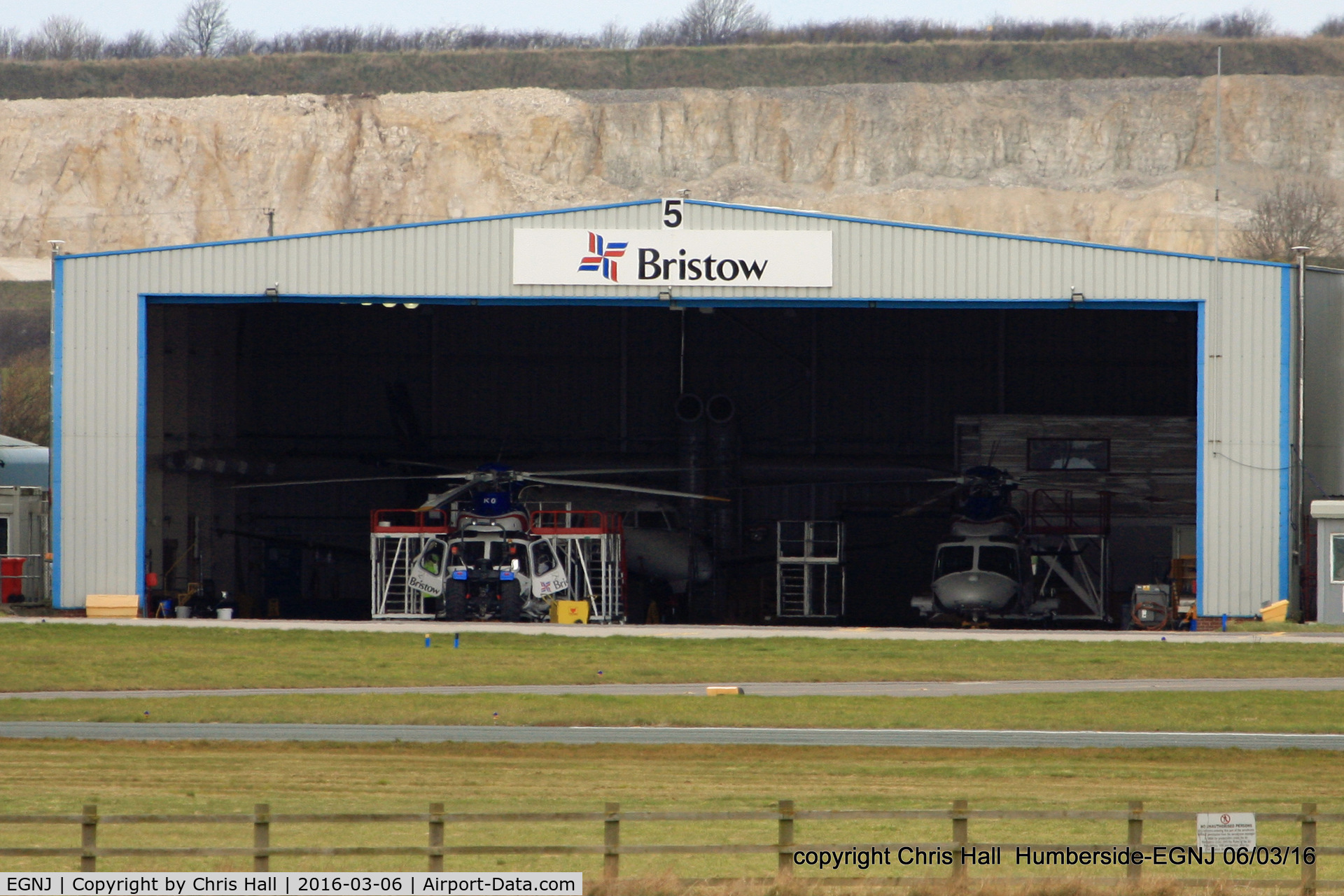Humberside Airport, Kingston upon Hull, England United Kingdom (EGNJ) - Bristows hangar at Humberside