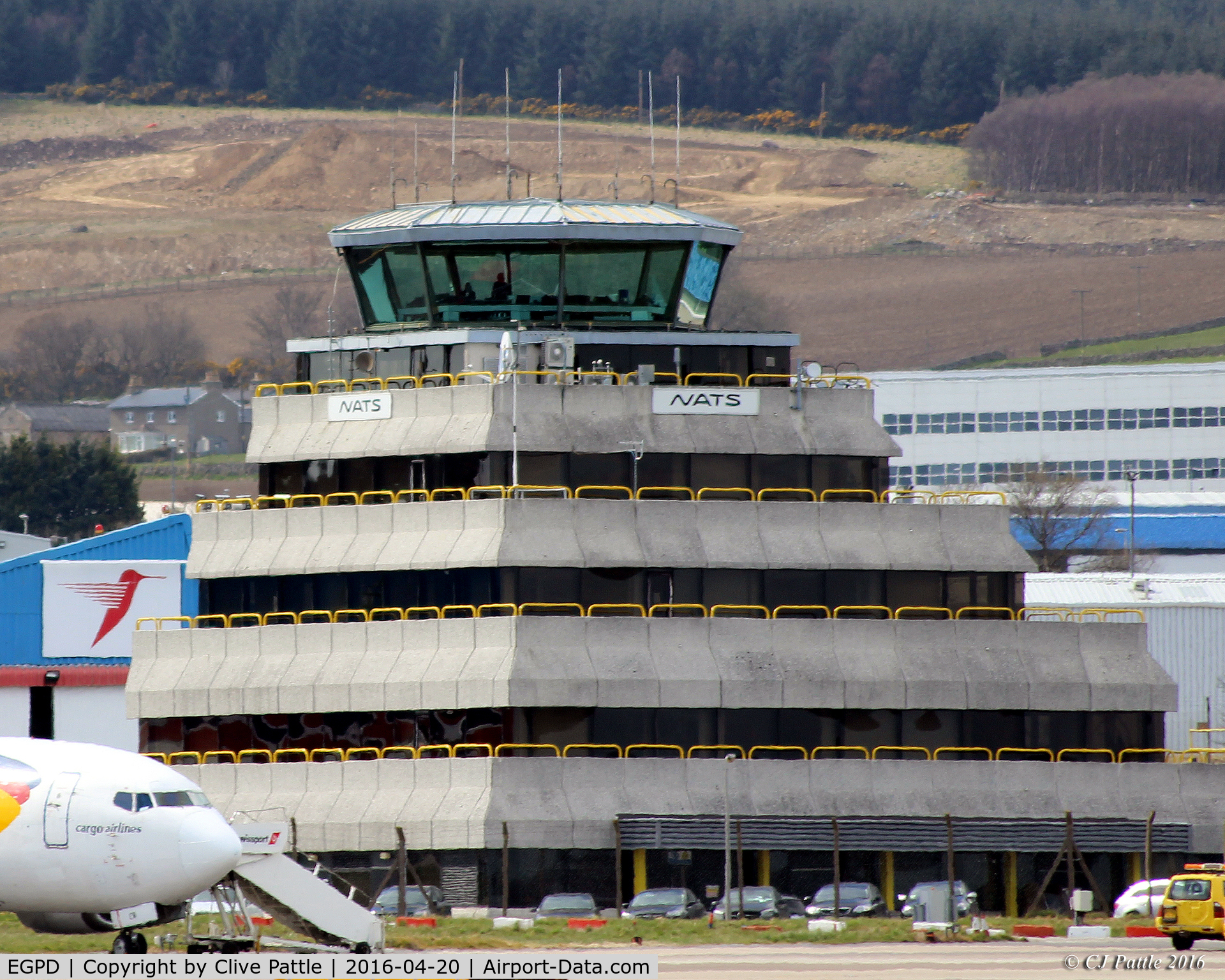 Aberdeen Airport, Aberdeen, Scotland United Kingdom (EGPD) - Close-up view of the Tower at Aberdeen EGPD