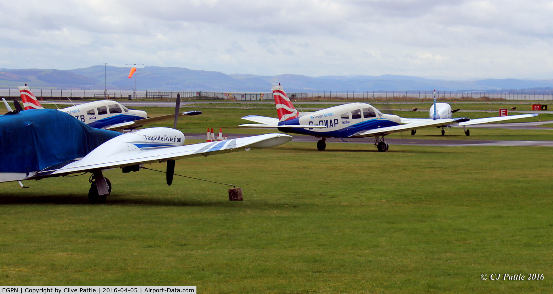 Dundee Airport, Dundee, Scotland United Kingdom (EGPN) - Some of the currently based Tayside Aviation aircraft on the grass dispersal at Dundee Riverside EGPN