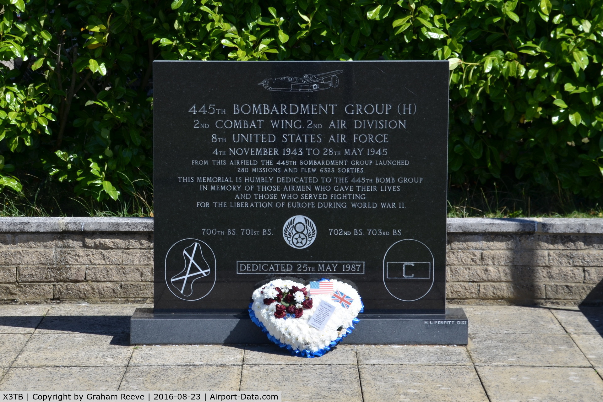 X3TB Airport - Memorial at Tibenham Airfield to those who gave their lives in World War Two. Dedicated to the 445th Bombardment Group, 2nd Combat Wing and the 8th USAF.