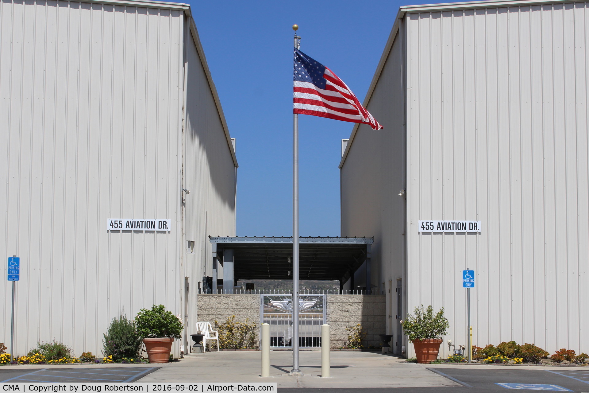 Camarillo Airport (CMA) - Entrance to Commemorative Air Force, Southern California Wing,  two very large immaculate hangars with Museum and Store, ramp guided tours also-well worth the visits.