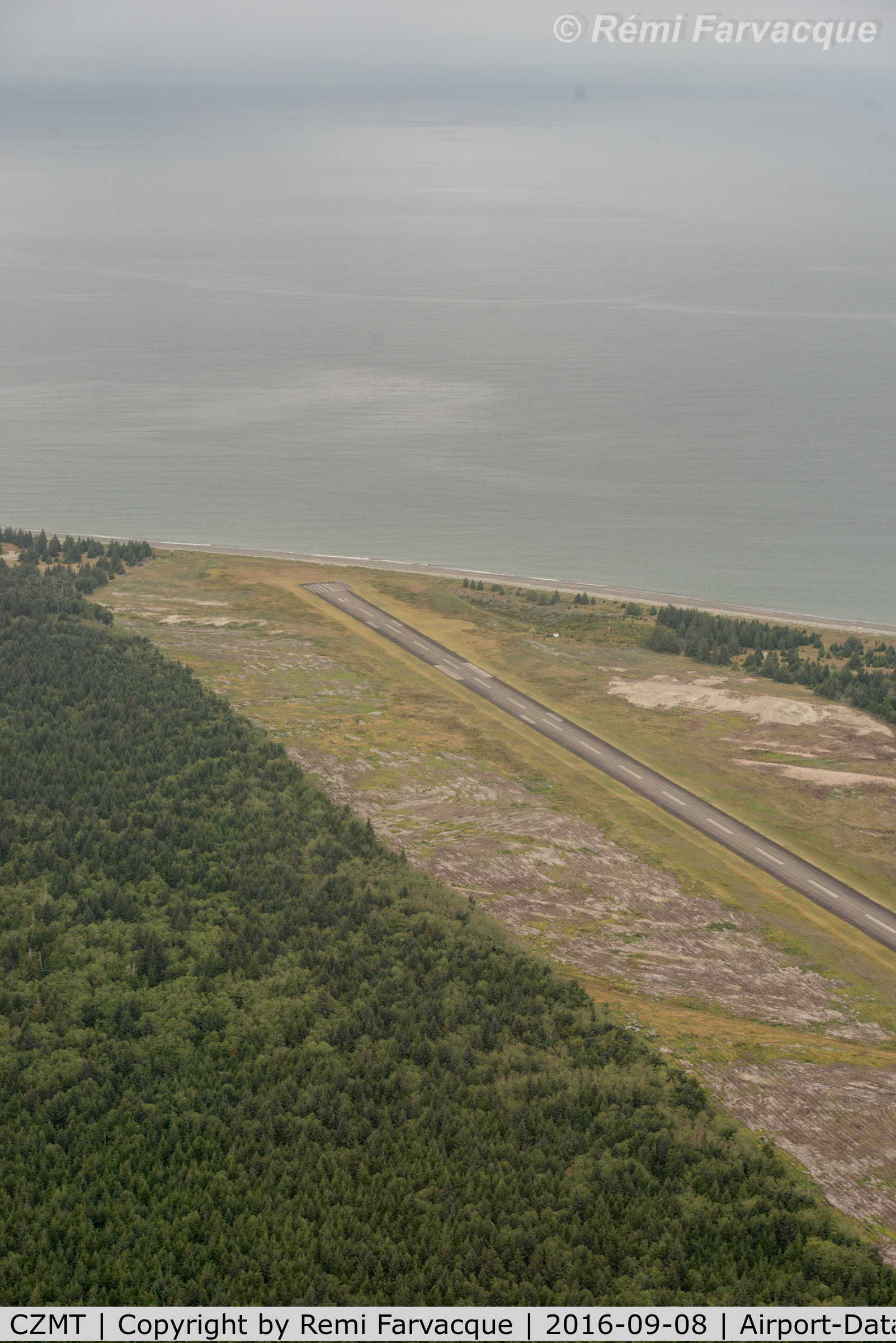 Masset Airport, Masset, British Columbia Canada (CZMT) - View north over north end of strip.