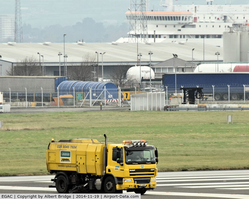 George Best Belfast City Airport, Belfast, Northern Ireland United Kingdom (EGAC) - DAF Scarab runway sweeper.