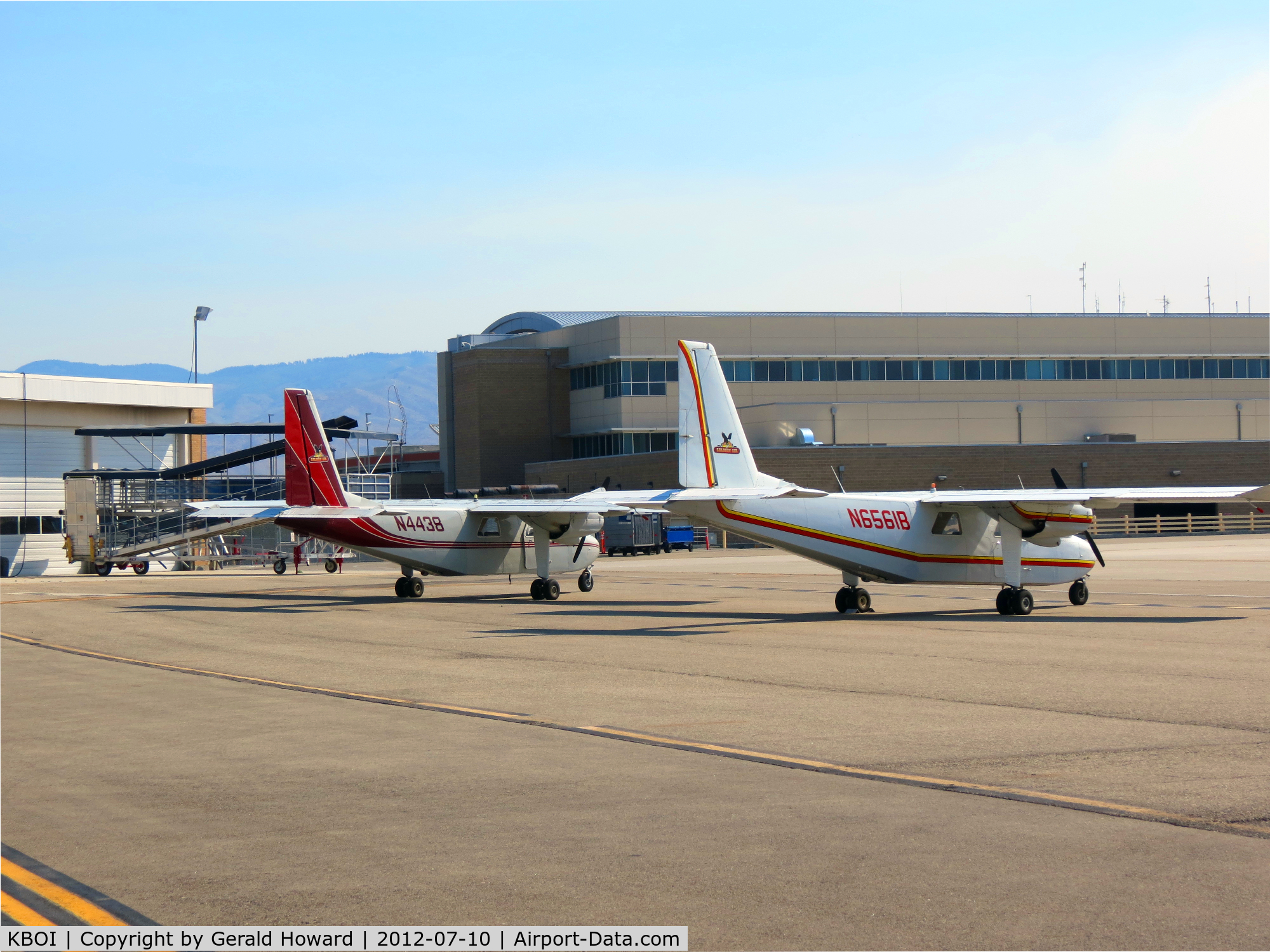 Boise Air Terminal/gowen Fld Airport (BOI) - Two Islanders parked on back country ramp.