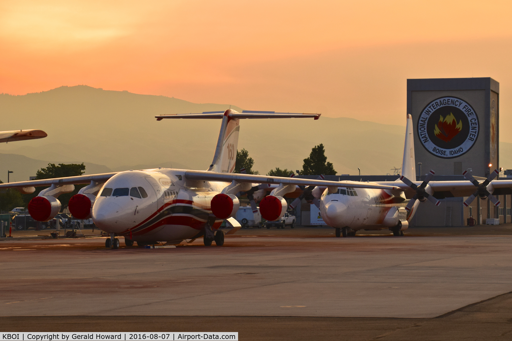 Boise Air Terminal/gowen Fld Airport (BOI) - Early morning on the National Interagency Fire Center ramp.