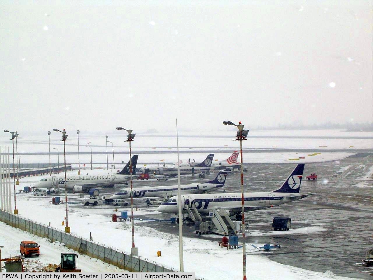Warsaw Frederic Chopin Airport (formerly Okecie International Airport), Warsaw Poland (EPWA) - View in the snow from the public viewing area