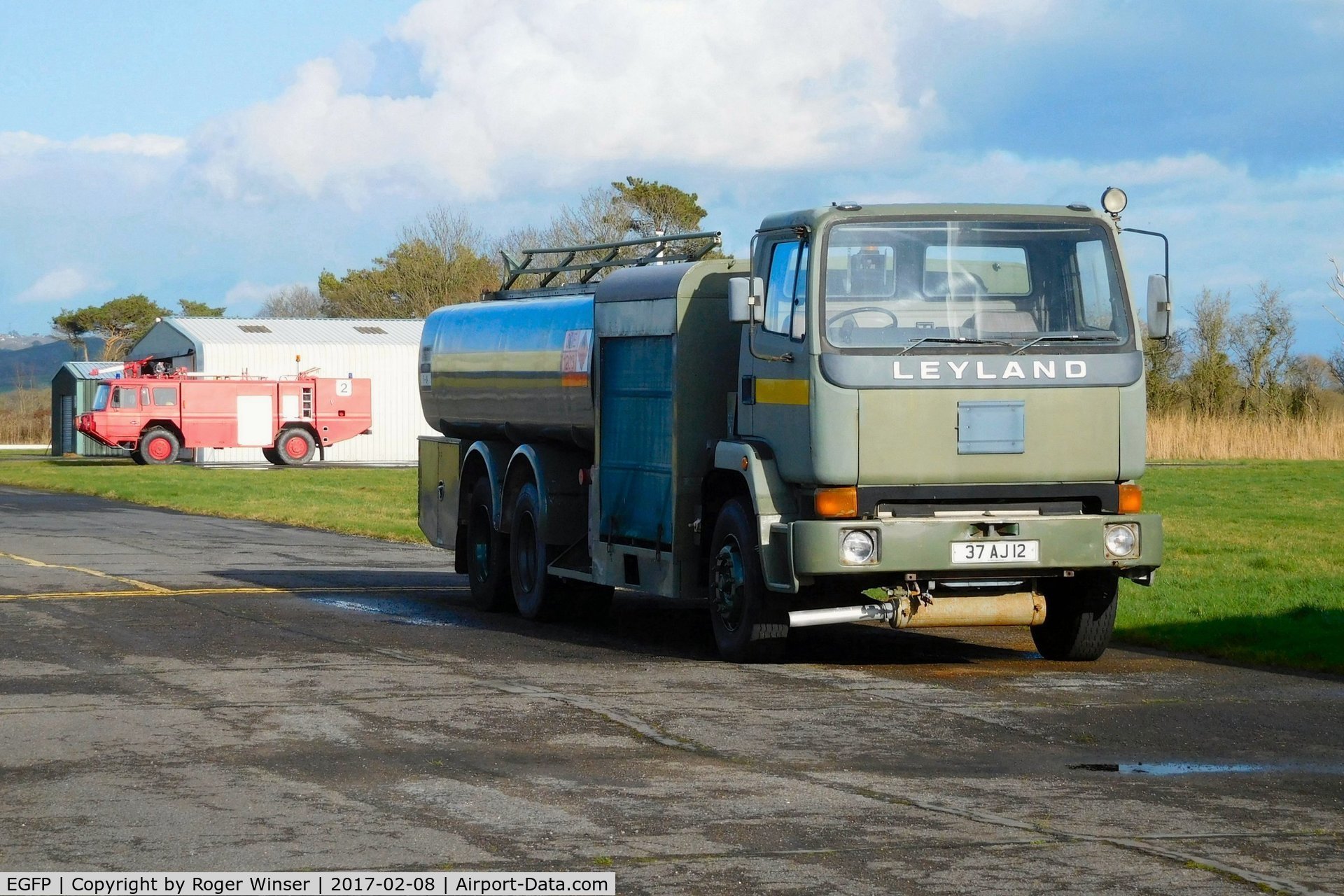 Pembrey Airport, Pembrey, Wales United Kingdom (EGFP) - The airport's Carmichael fire and resue tender No.2 and Leyland aviation fuel tanker.