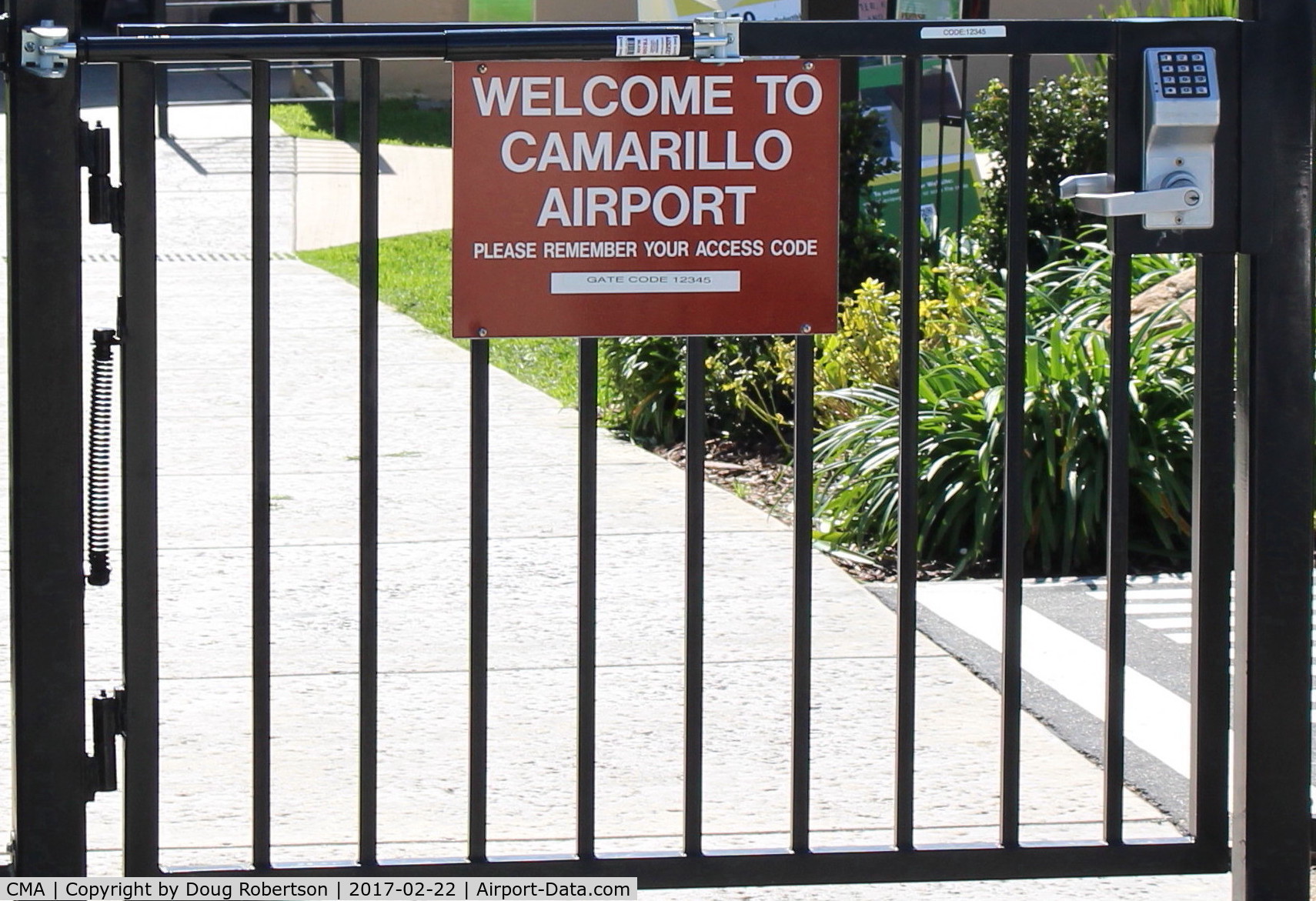 Camarillo Airport (CMA) - Pass gate from/to Waypoint Cafe and transient aircraft ramp. Remember the simple/easy pass code numerals to get back to your aircraft.