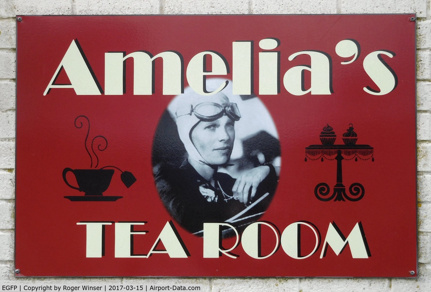 Pembrey Airport, Pembrey, Wales United Kingdom (EGFP) - New sign on the airport cafe, now Amelia's Tearoom.