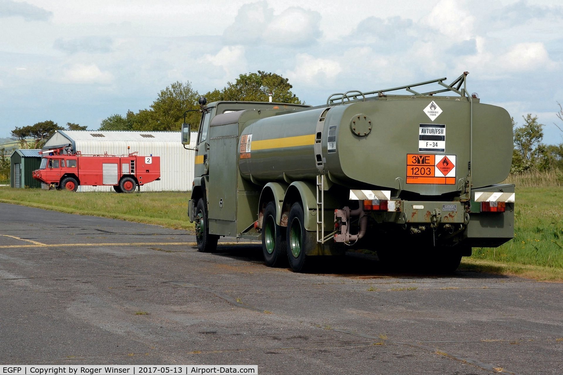 Pembrey Airport, Pembrey, Wales United Kingdom (EGFP) - The airport's Carmichel Fire and Rescue tender 'Fire 2' and Leyland aviation fuel bowser.