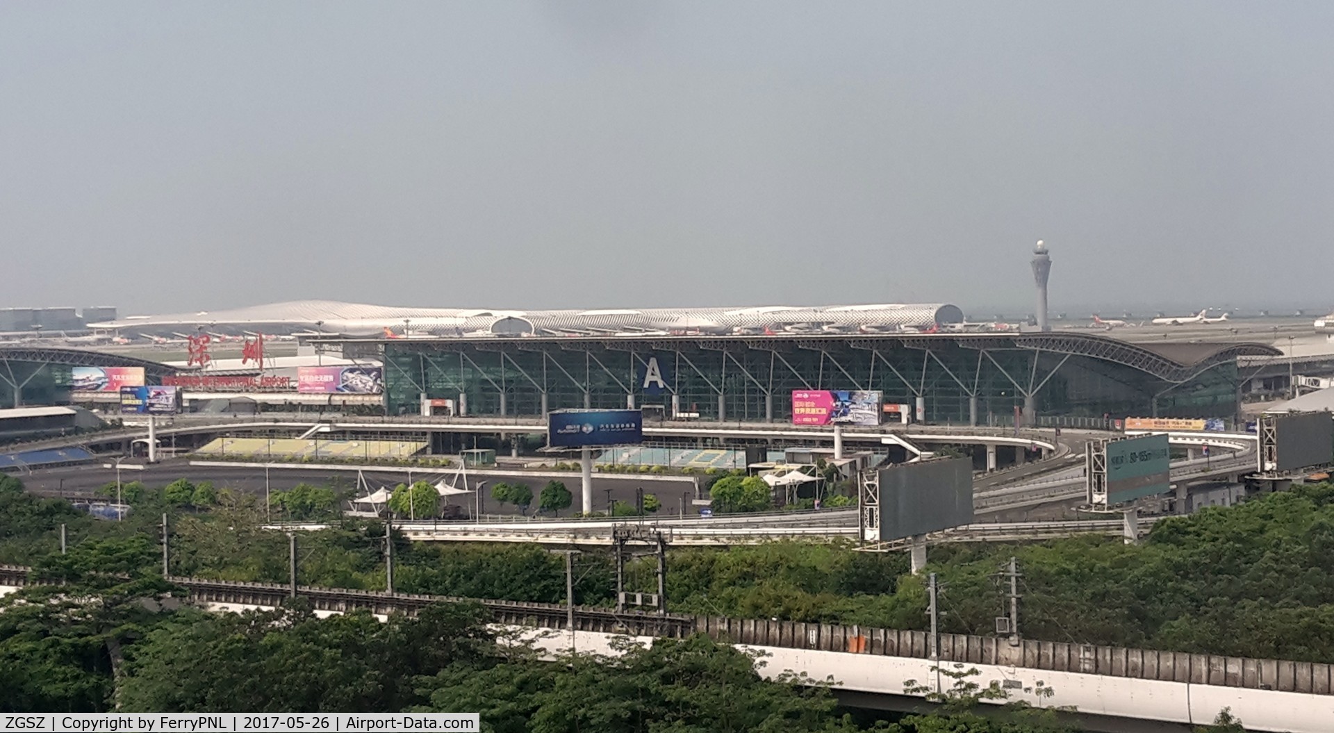 Shenzhen Bao'an International Airport, Shenzhen, Guangdong China (ZGSZ) - Shenzhen Airport view from hotel over the 'old' terminal.