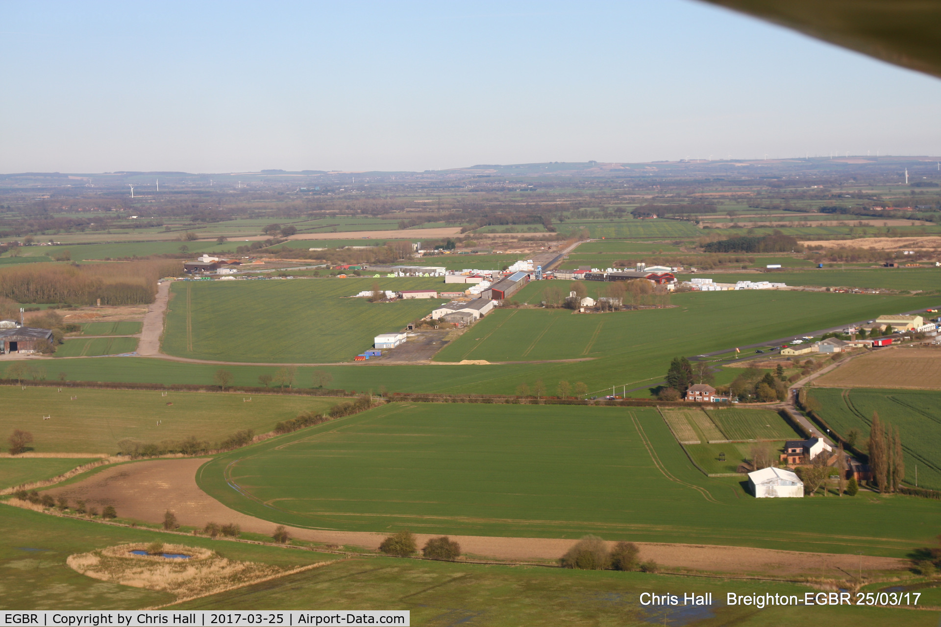 EGBR Airport - view across the former WWII bomber base at Breighton, the grass strip is to the right of the photo