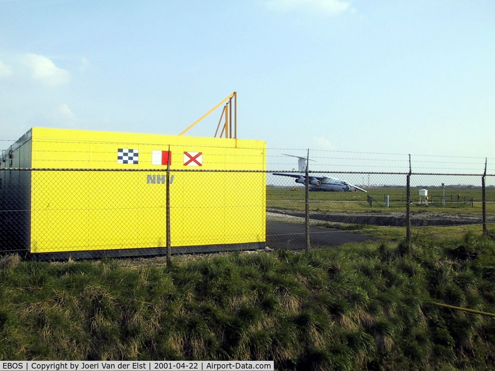 Ostend-Bruges International Airport, Ostend Belgium (EBOS) - Original office Noordzee helikopters Vlaanderen. 
Ilyushin UR-78821 landed without nosewheel and written off