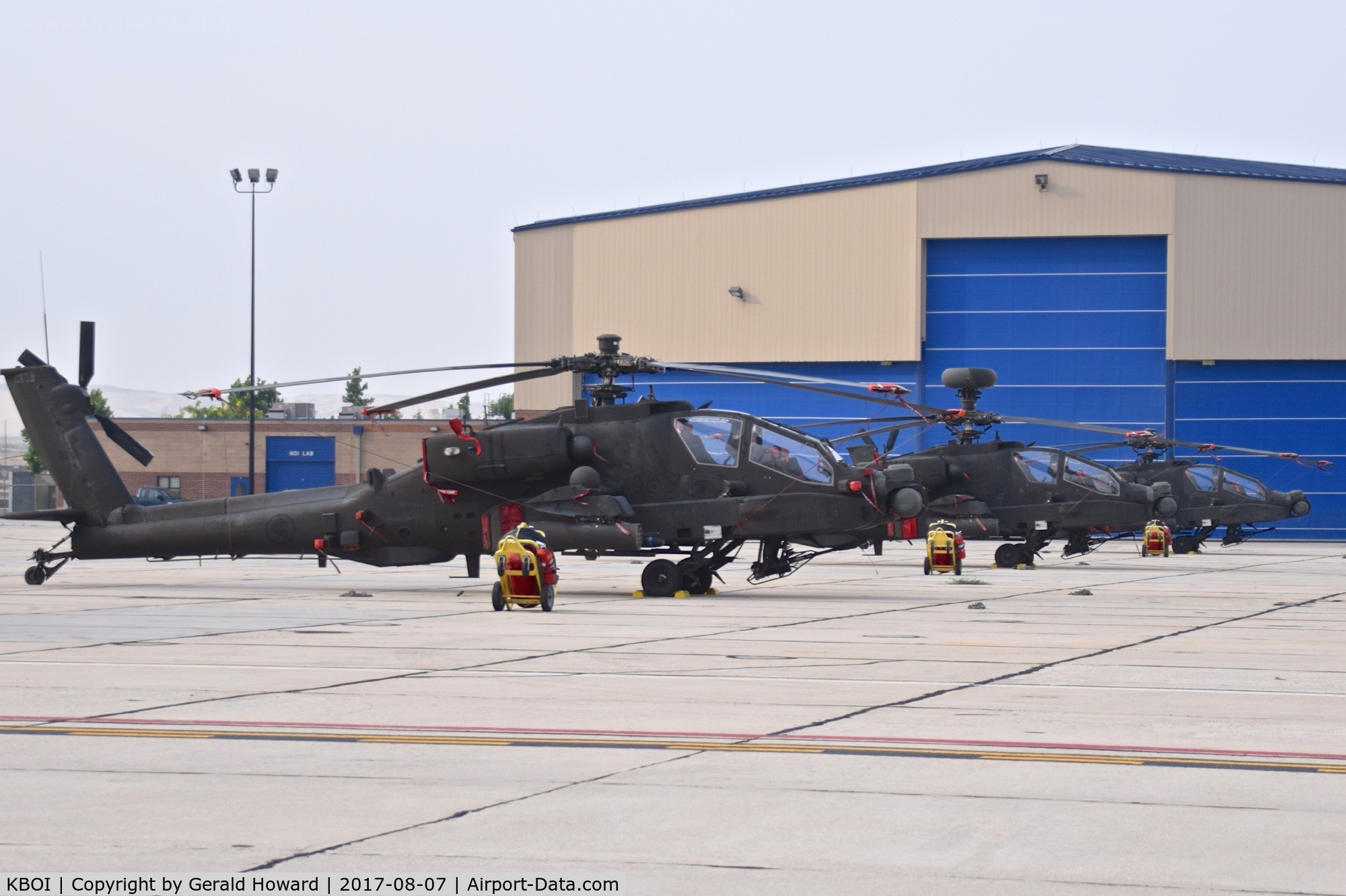 Boise Air Terminal/gowen Fld Airport (BOI) - AH-64Ds of the 120th Squadron, Royal Singapore Air Force parked on the Idaho ANG ramp. Currently undergoing training with the 285th Aviation Regiment, AZ Army National Guard.