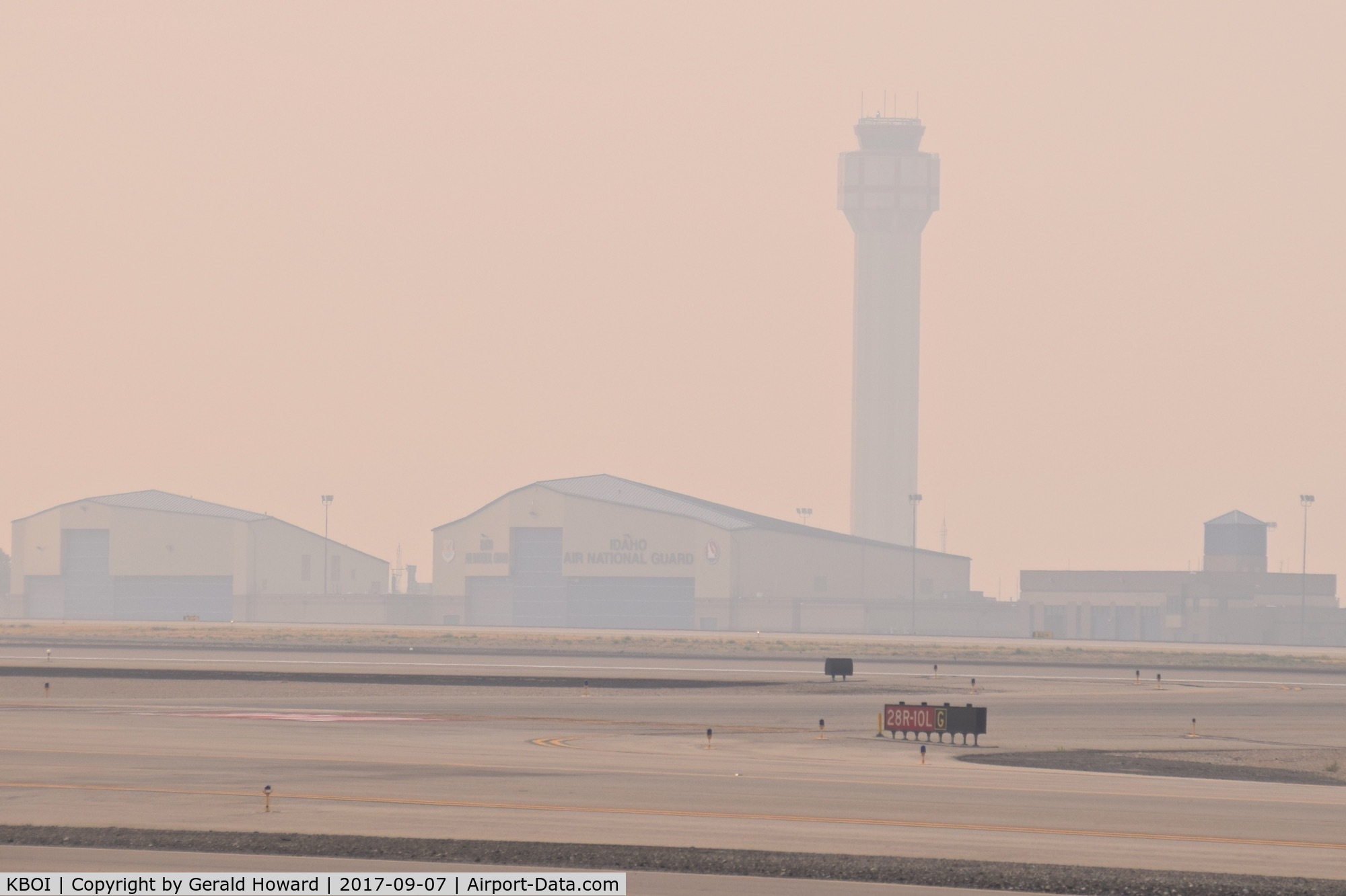 Boise Air Terminal/gowen Fld Airport (BOI) - Summer IFR day at BOI. 1 and 3/4 miles visibility, smoke. Lots of fires around.