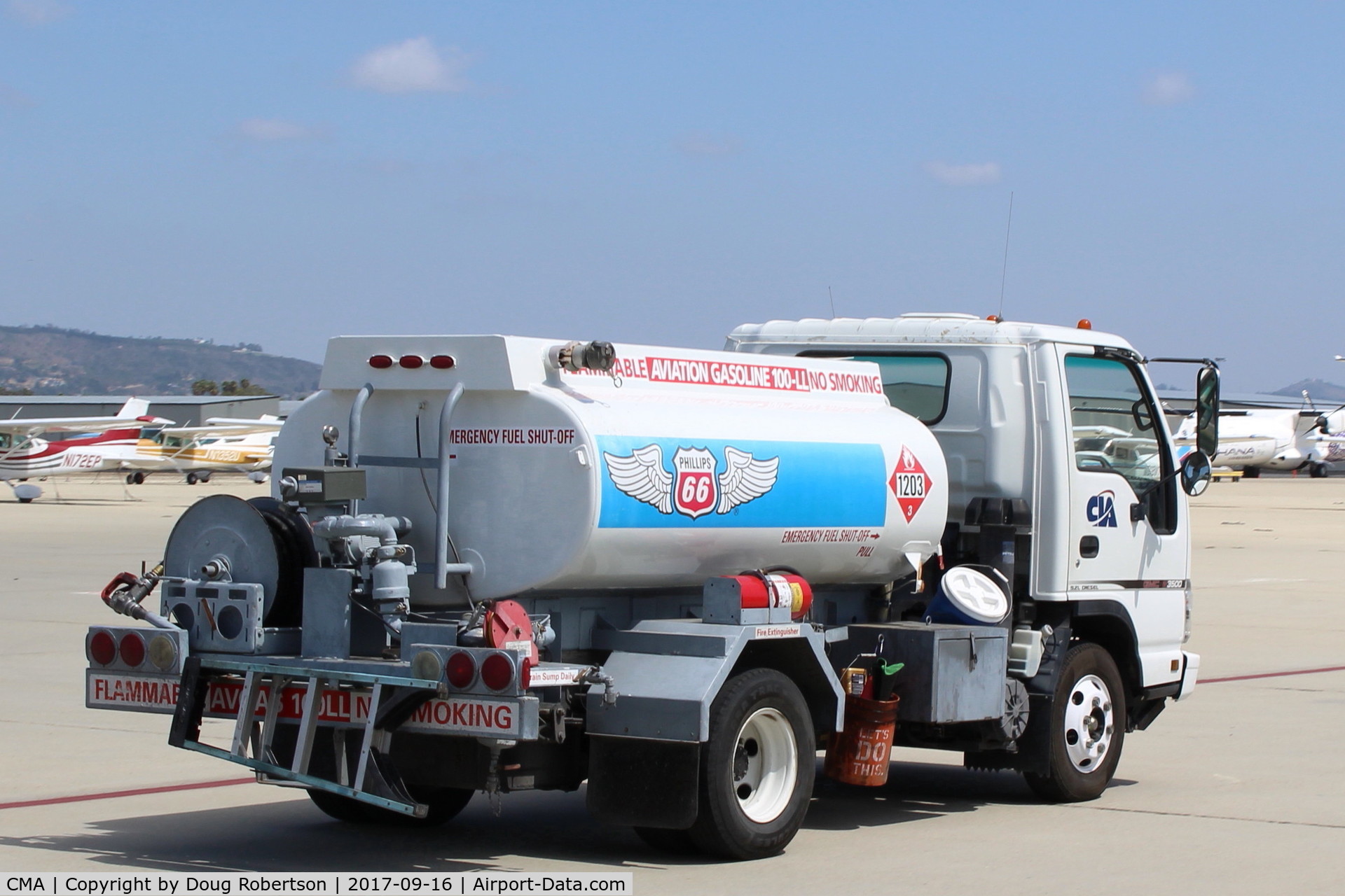 Camarillo Airport (CMA) - Channel Islands Aviation 100LL Phillips 66 Fuel Truck, on their ramp. One of several options including Self-Service near the CMA Control Tower.