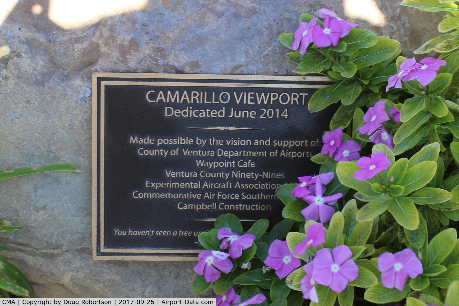 Camarillo Airport (CMA) - Camarillo Airport Aircraft VIEWPORT Dedication Plaque.