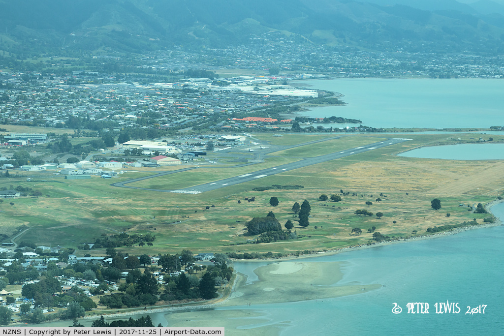 Nelson Airport, Nelson New Zealand (NZNS) - Viewed from the east, after departing RW02