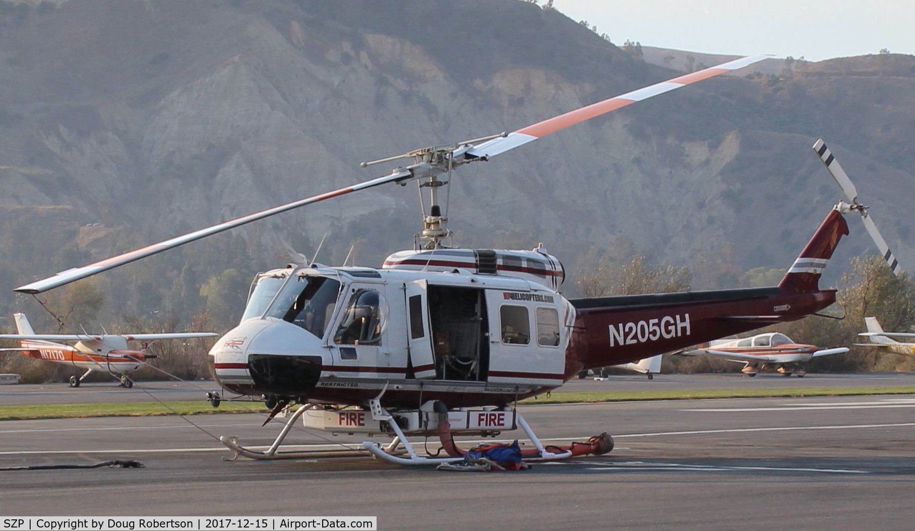 Santa Paula Airport (SZP) - N205GH, 1965 Bell UH-1H IROQUOIS, Lycoming T53L-703 Turboshaft, Restricted class, at the Thomas Fire Base