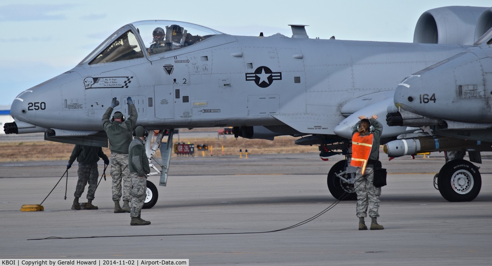 Boise Air Terminal/gowen Fld Airport (BOI) - A-10C from the 190th Fighter Sq., 124th Fighter Wing stopped on the east Arm/De arm pad for final pre flight checks.