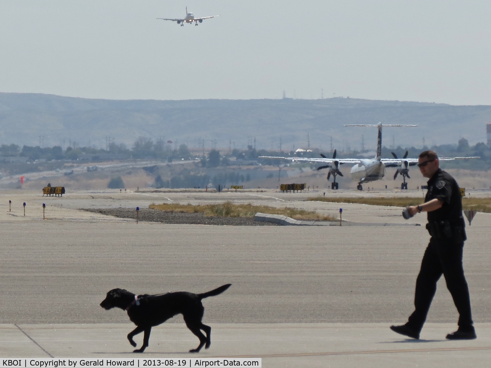 Boise Air Terminal/gowen Fld Airport (BOI) -  Boise Police explosive detection dog training on the commercial ramp.