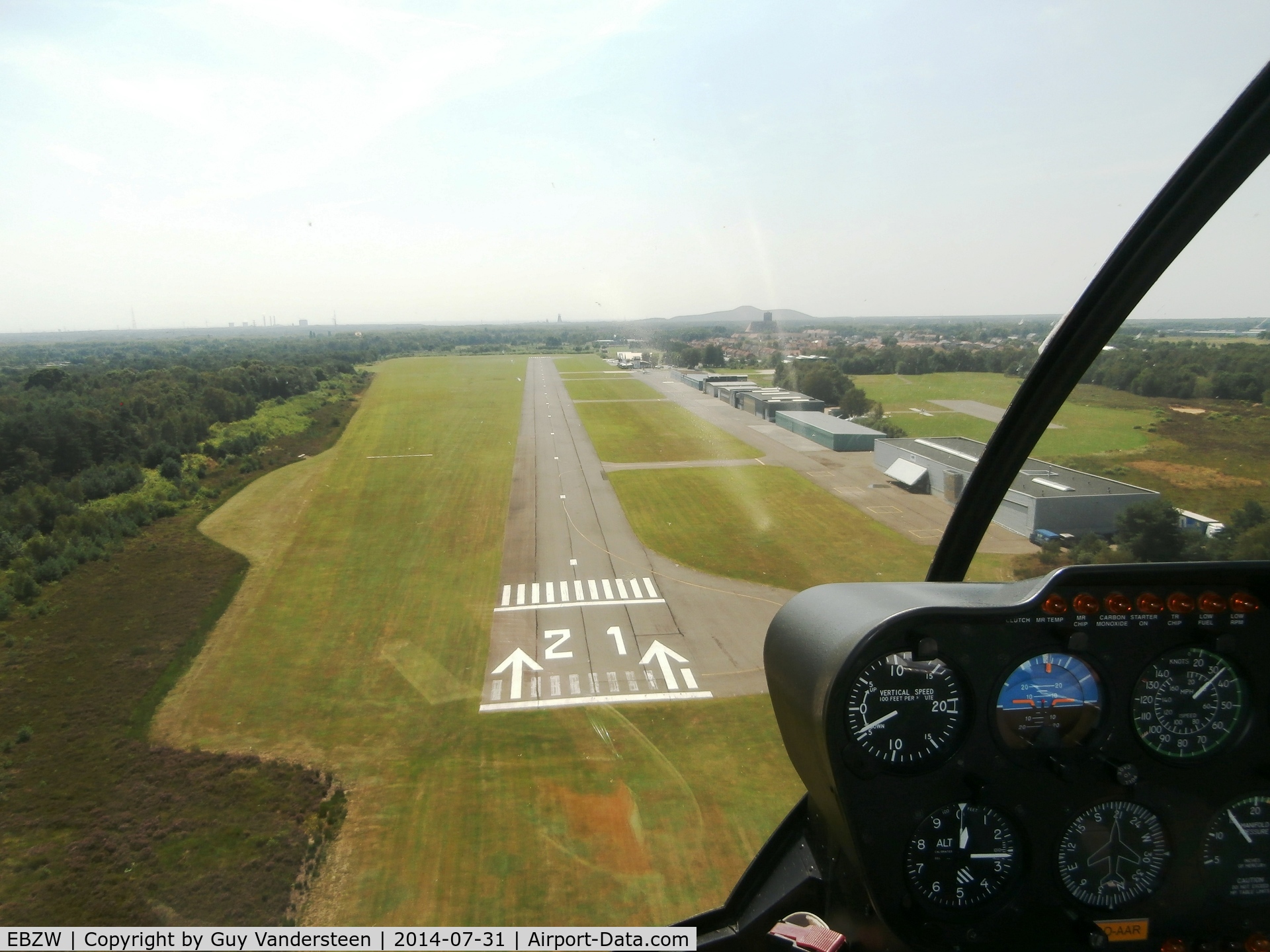 Zwartberg Airport, Genk Belgium (EBZW) - Landing with R44 00-AAR @ EBZW