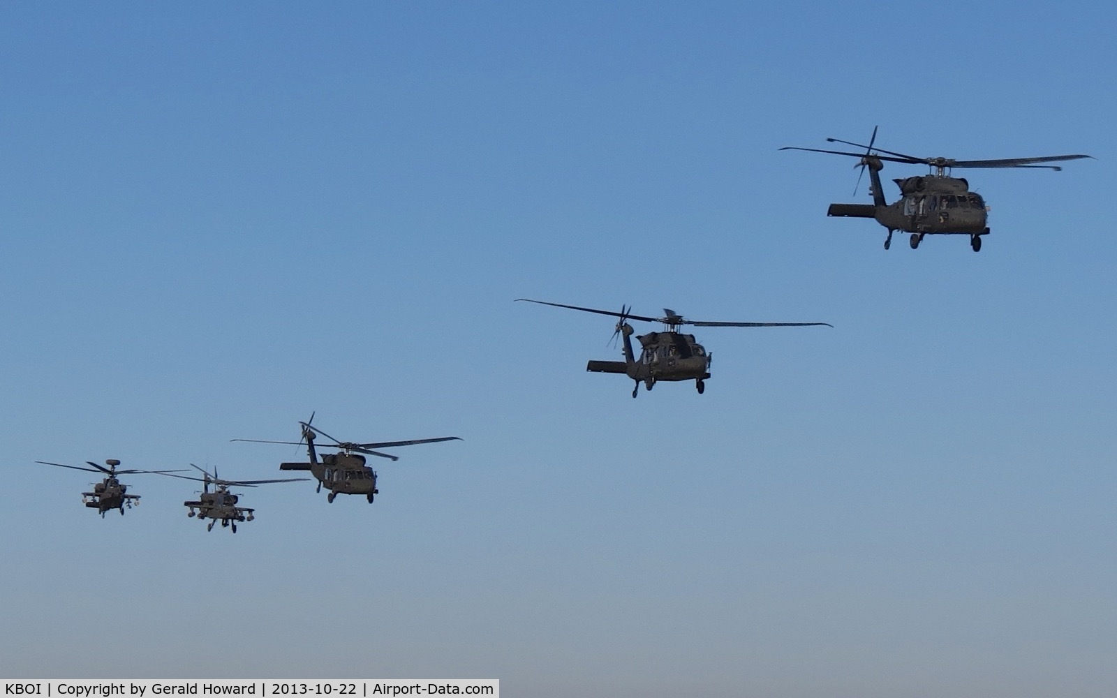 Boise Air Terminal/gowen Fld Airport (BOI) - UH-60s & AH-64s from the 1-183rd AVN BN, Idaho Army National Guard flying out for training.