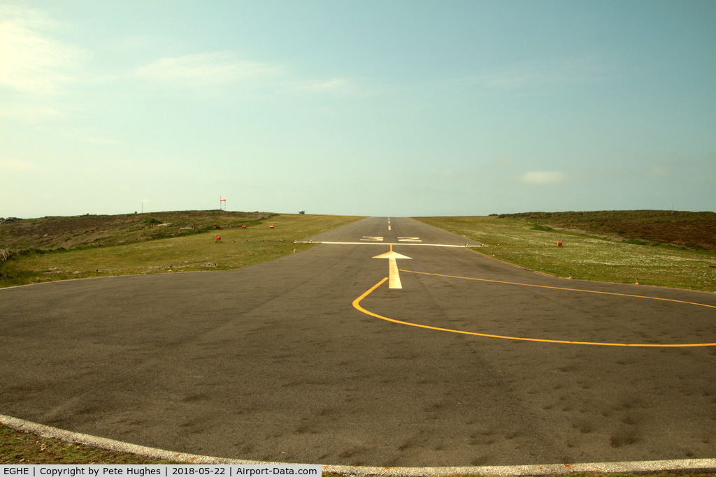 St. Mary's Airport, St. Mary's, England United Kingdom (EGHE) - 32 threshold St Marys Isles of Scilly from the costal path