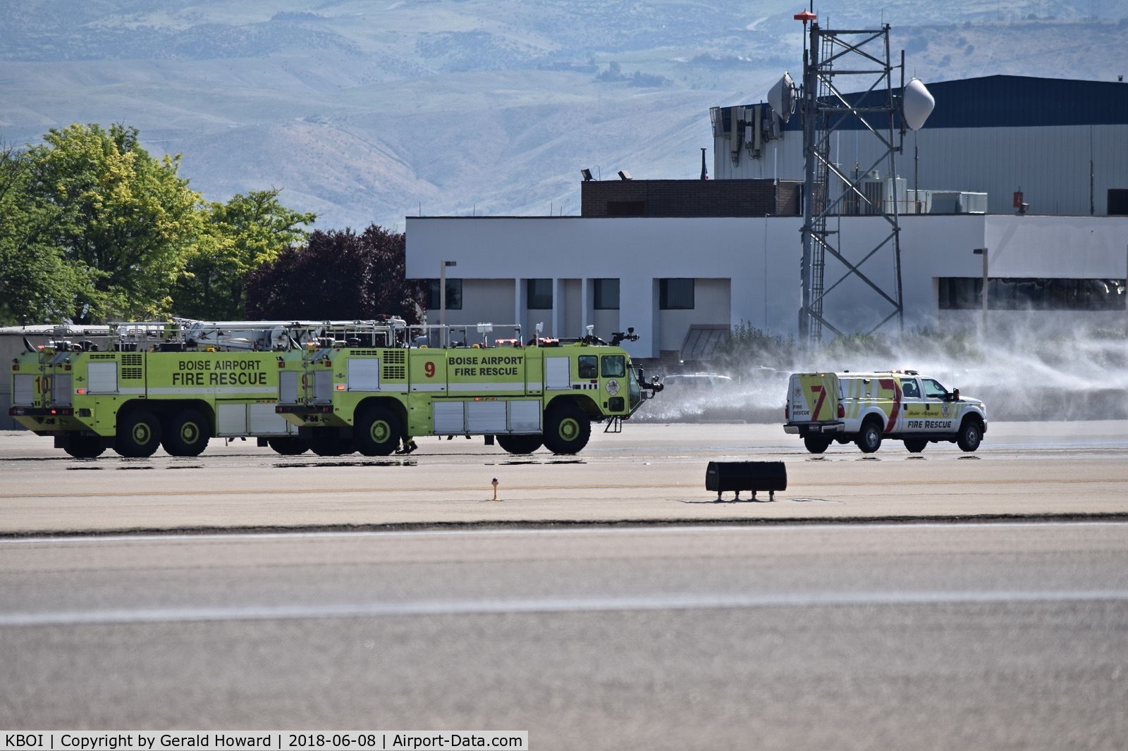 Boise Air Terminal/gowen Fld Airport (BOI) - ARFF units on a training test.