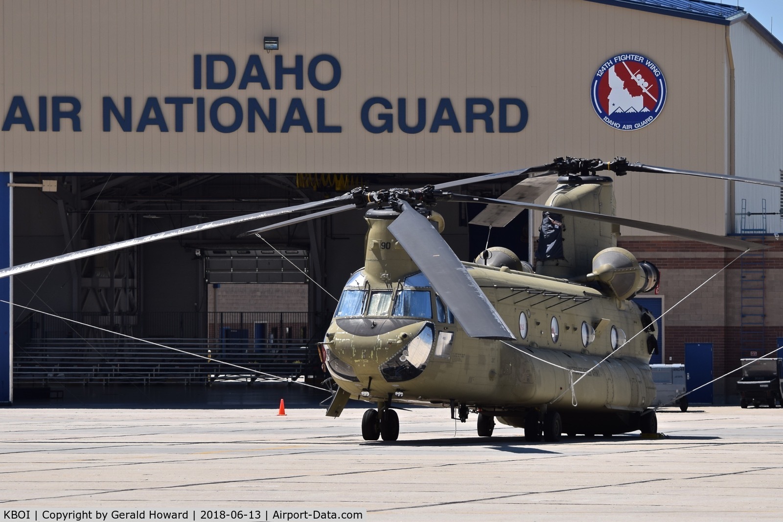 Boise Air Terminal/gowen Fld Airport (BOI) - One of four CH-47F helicopters parked on the Idaho ANG ramp.