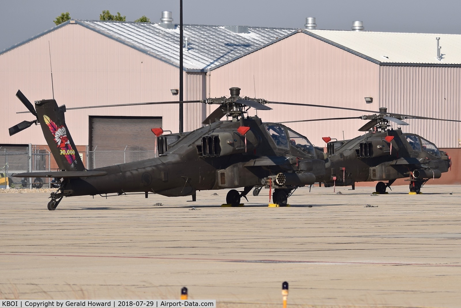 Boise Air Terminal/gowen Fld Airport (BOI) - AH-64s from the Royal Singapore Air Force parked on the Idaho ANG ramp. At BOI for training.