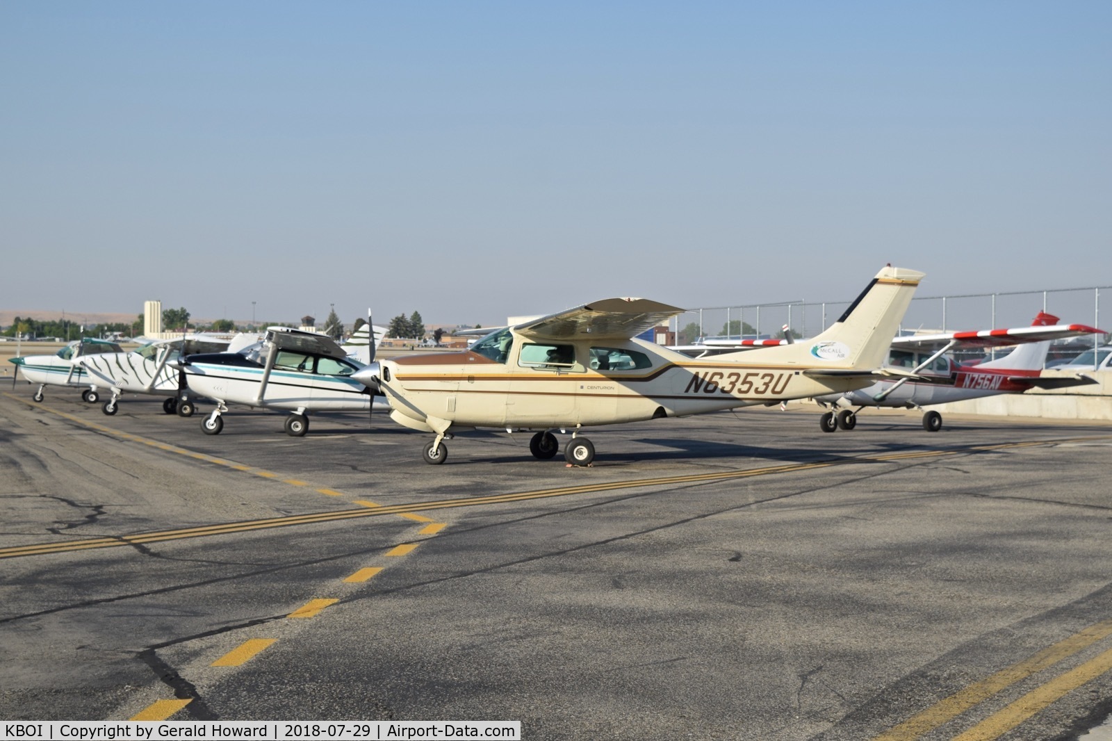 Boise Air Terminal/gowen Fld Airport (BOI) - Six back country aircraft parked on their ramp ready for the day's first flights.