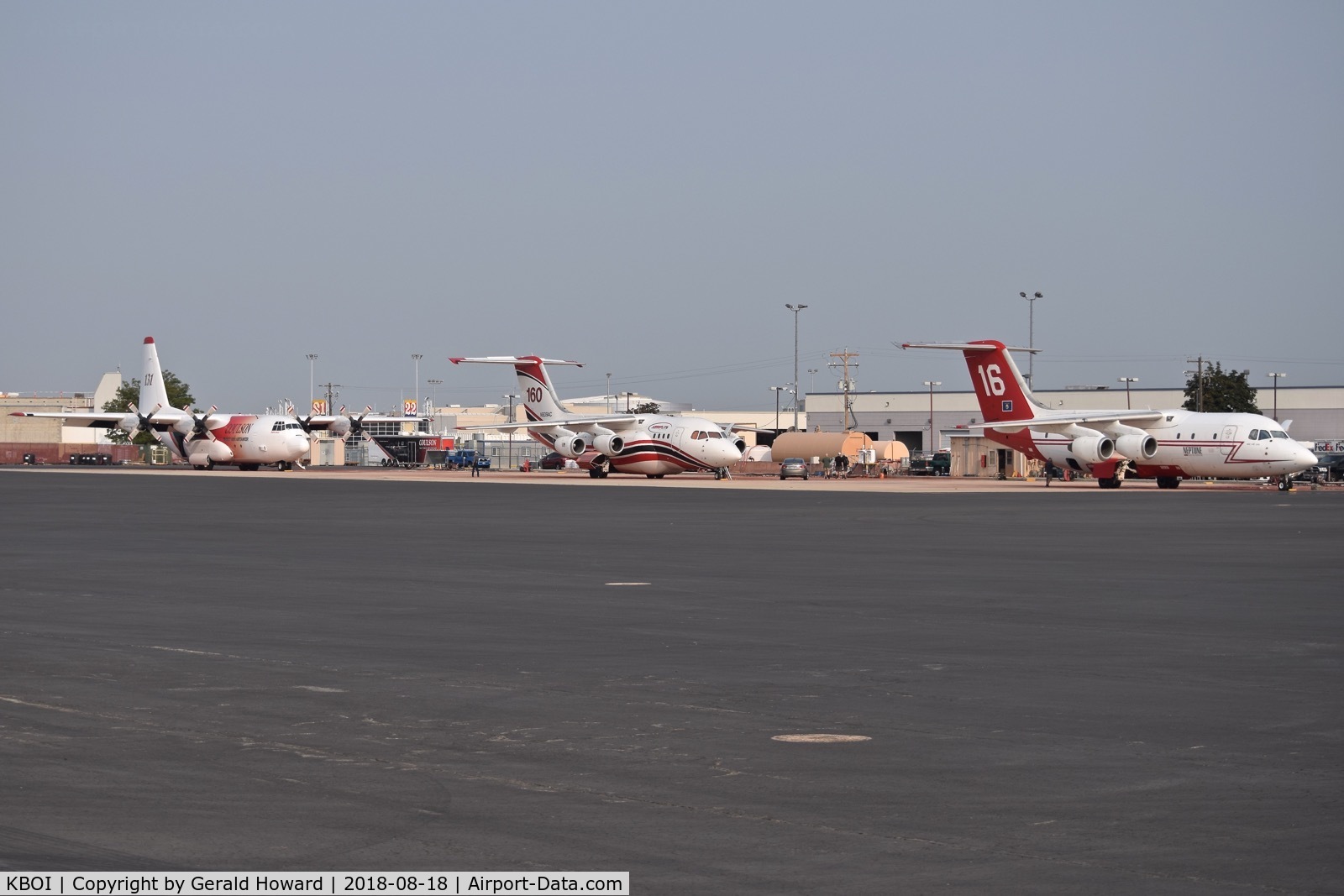 Boise Air Terminal/gowen Fld Airport (BOI) - Three fire tankers parked on the NIFC ramp for the current fires in Idaho.