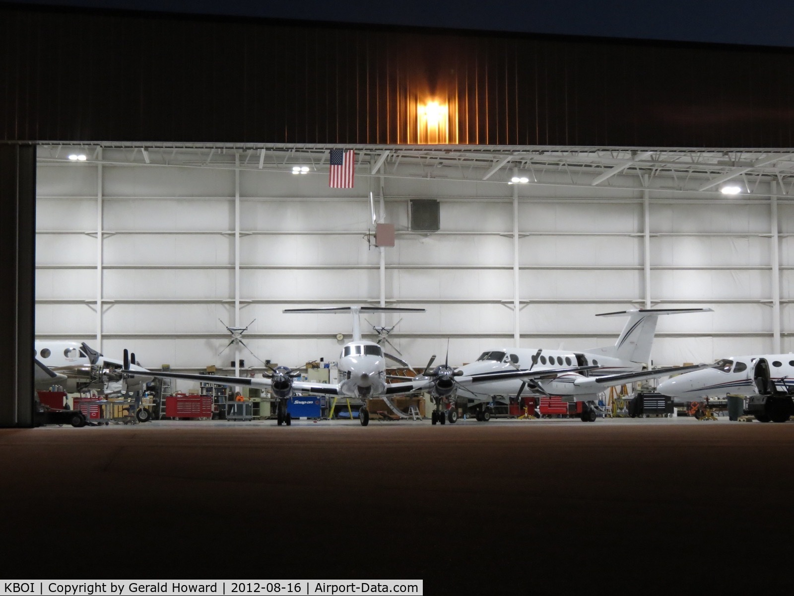 Boise Air Terminal/gowen Fld Airport (BOI) - Early morning work at one of the maintenance hangers. 