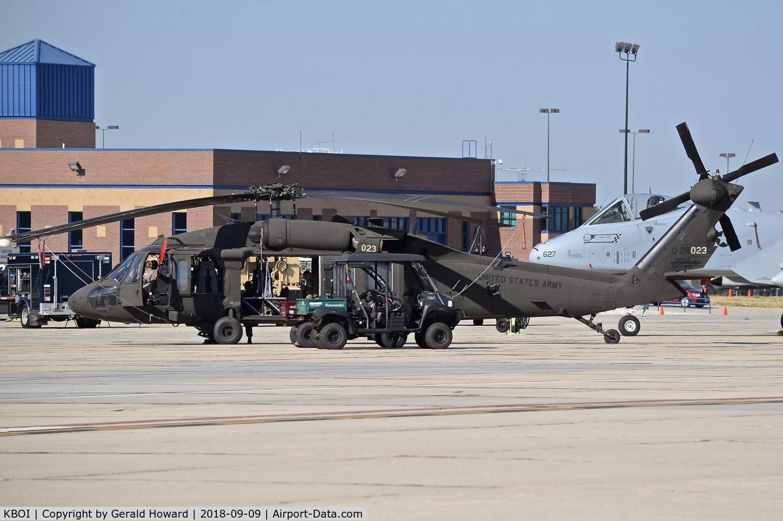 Boise Air Terminal/gowen Fld Airport (BOI) - UH-60A on display at Idaho ANG ramp.