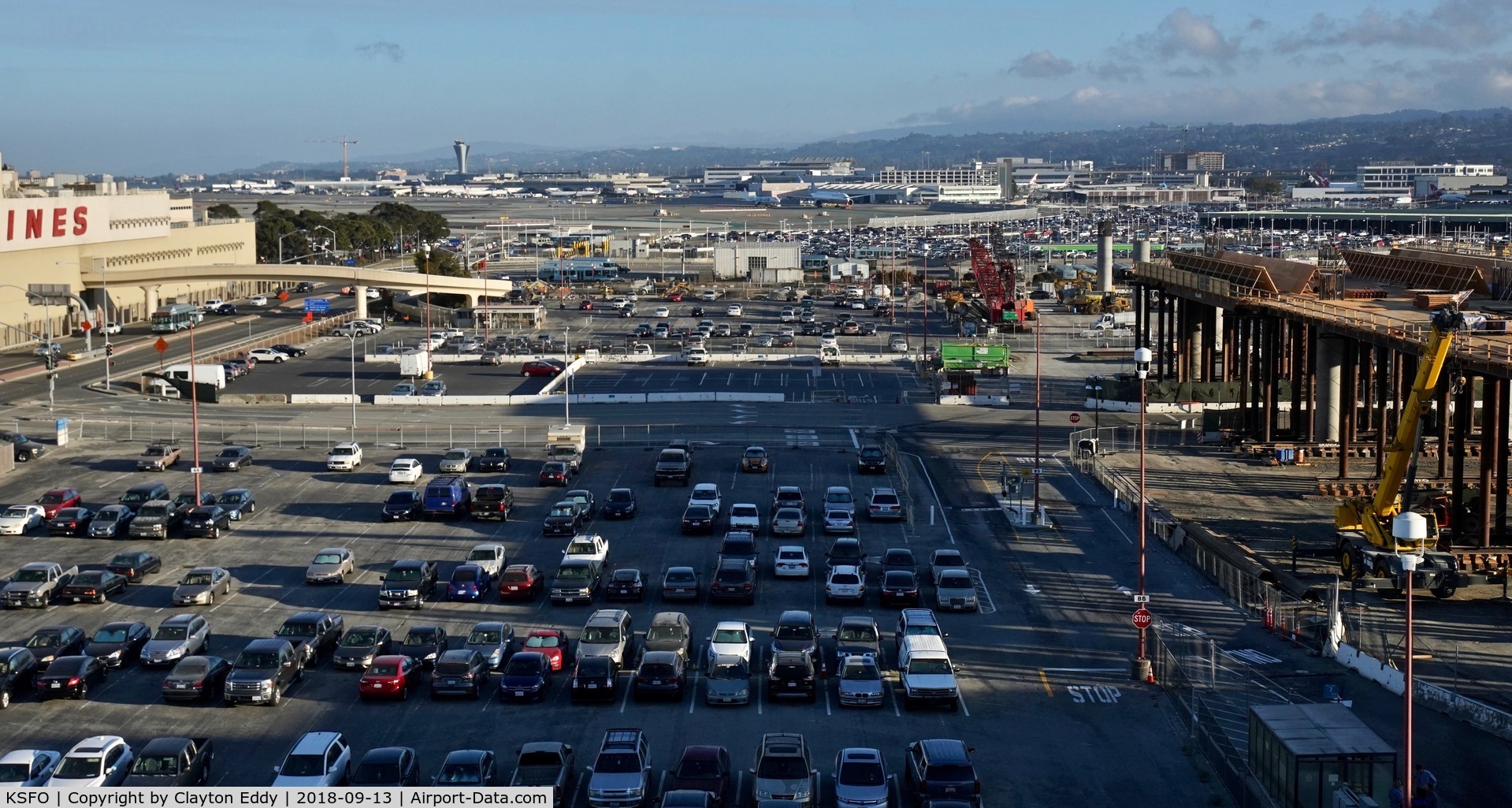 San Francisco International Airport (SFO) - Tram being built for long term and rental car parking areas. SFO 2018.